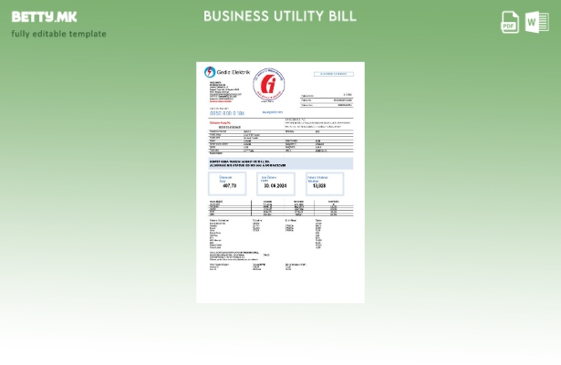 Турција Гедиз Електрик сметка за деловни комунални услуги